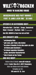 WILL ROCKEN deluxe Party am 23. November ab 21 Uhr im SPEICHER 9, Ravensburg