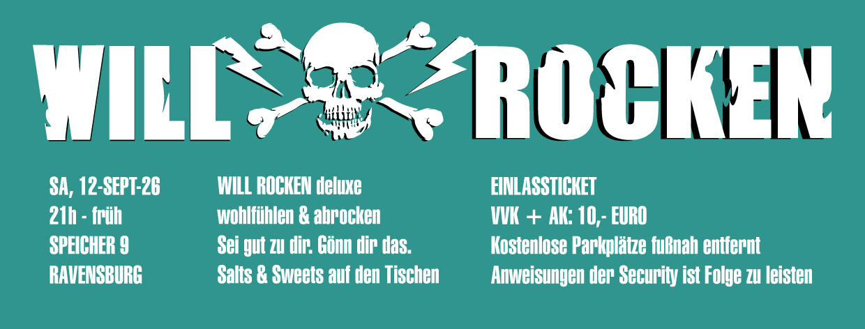 WILL ROCKEN Party am SAMSTAG, den 12. September 2026 im SPEICHER 9, Ravensburg (Ticket)