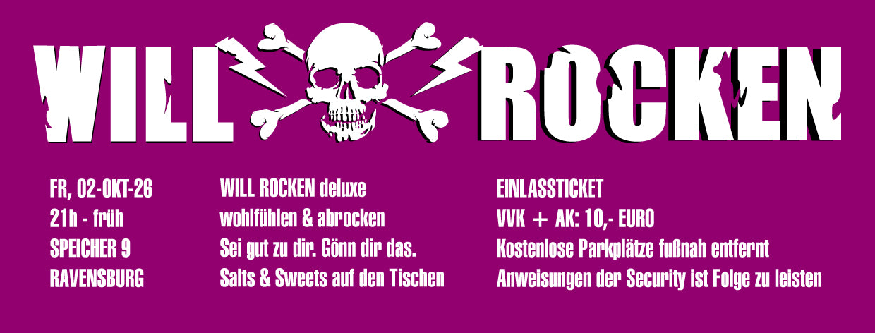WILL ROCKEN deluxe Party am Freitag, den 02. Oktober (TICKET)